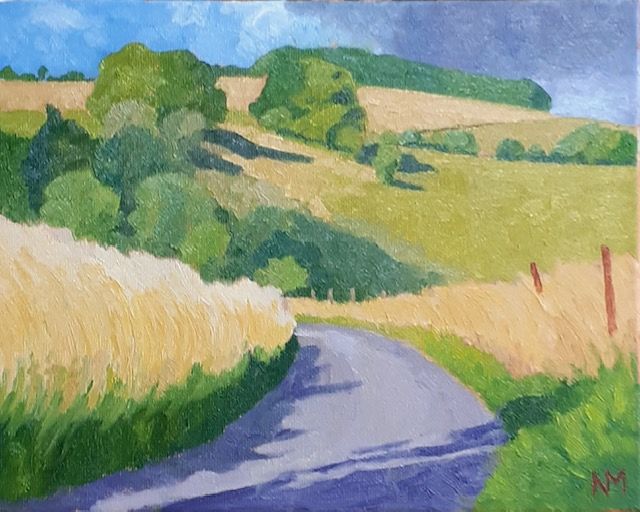 Turn in the Road. Oil on canvas. Unframed,